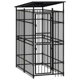 Outdoor Dog Kennel with Roof Steel 19.8 ftï¿½ï¿½