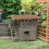 Indoor/Outdoor Cat House 2-Story Wooden Kitten Condo With Balcony Roof
