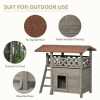Indoor/Outdoor Cat House 2-Story Wooden Kitten Condo With Balcony Roof