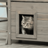 Indoor/Outdoor Cat House 2-Story Wooden Kitten Condo With Balcony Roof