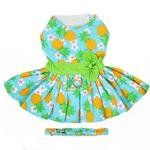 Pineapple Luau Dog Harness Dress with Matching Leash (size: large)