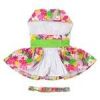 Pink Hawaiian Floral Dog Harness Dress with Matching Leash