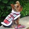 Sherpa Lined Dog Harness Coat RED & White Plaid